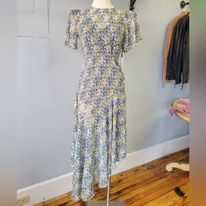 Floral Blue and Yellow Women's Dress